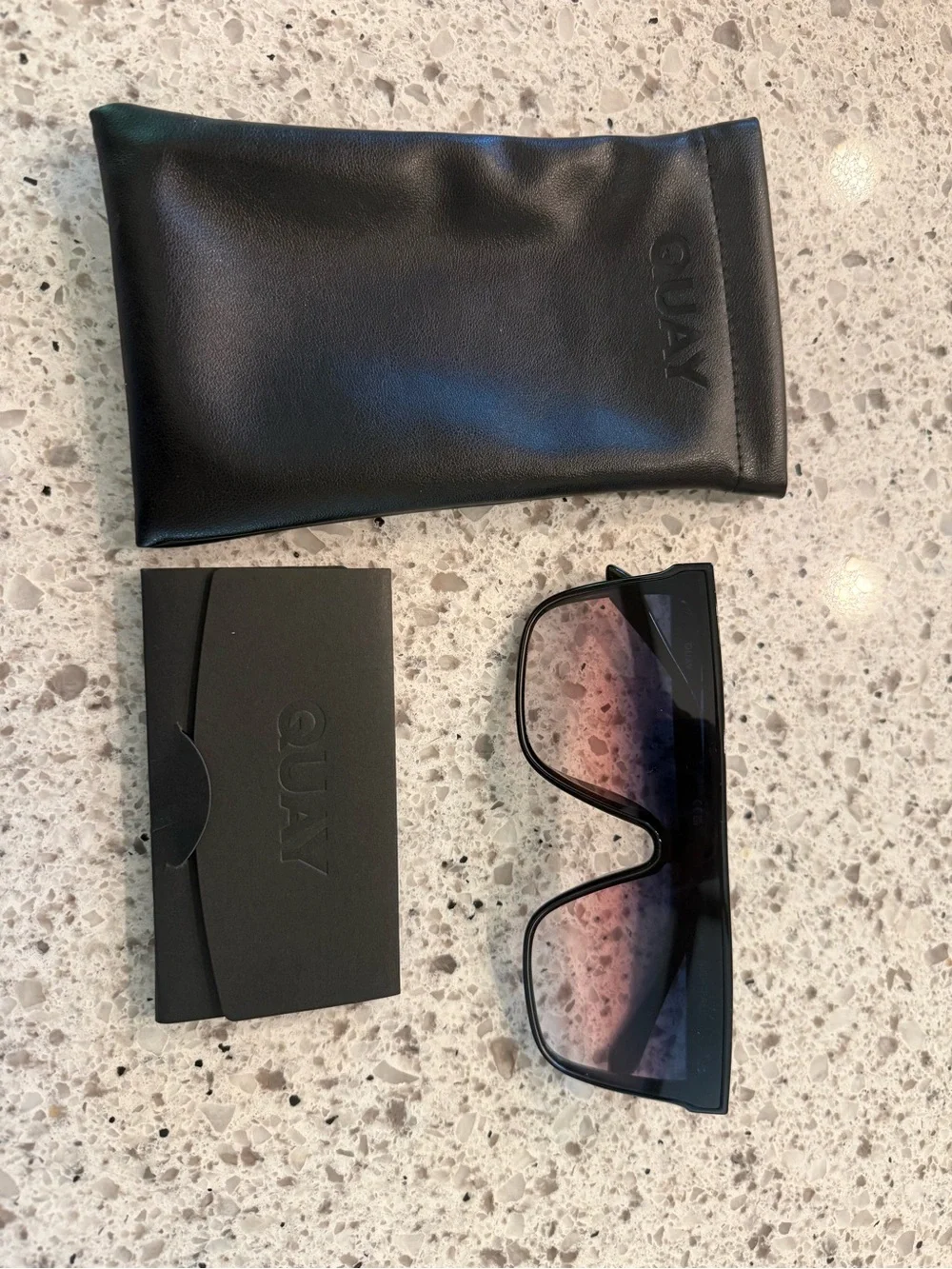 QUAY Nightfall Medium Sunglasses - Black/Teal Glow